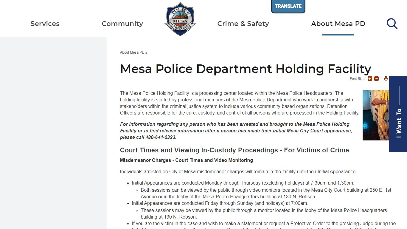 Mesa Police Department Holding Facility | Mesa Police