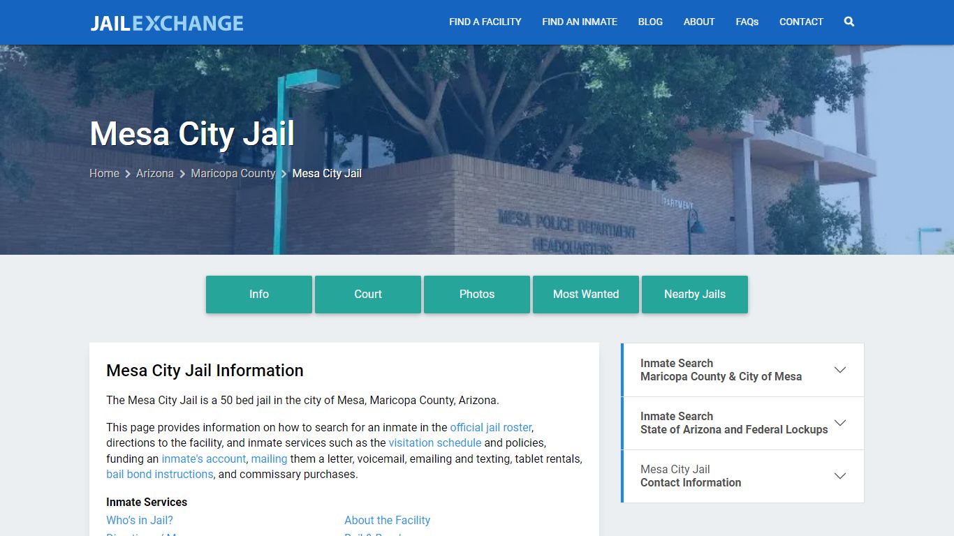 Mesa City Jail, AZ Inmate Search, Information - Jail Exchange